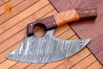 Custom Handmade Damascus Steel Ulu Chef Knife