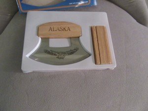 Alaskan ULU Knife with Wooden Display Stand