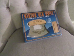 Alaskan ULU Knife with Wooden Display Stand