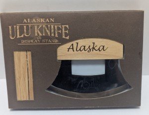 Alaskan Ulu Knife with Wooden Handle and Stand