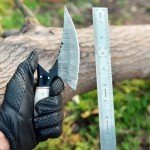 Damascus Fixed Blade Ulu Knife with Case