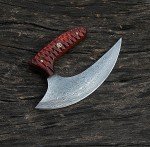 Hand Forged Damascus Steel Ulu Hunting Knife