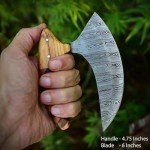 Damascus ULU Knife with Leather Sheath - Versatile Tool