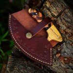 Damascus ULU Knife with Leather Sheath - Versatile Tool