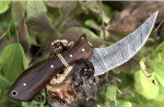Damascus Ulu Knife with Sheath - Pizza Cutter/Skinner