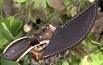 Damascus Ulu Knife with Sheath - Pizza Cutter/Skinner