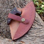 Hand-Forged Damascus Steel Ulu Knife with Sheath