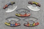 5-Piece Hand Forged Damascus Steel Ulu Knife Set