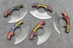 5-Piece Hand Forged Damascus Steel Ulu Knife Set