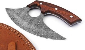 Damascus Steel Ulu Knife for Chopping and Boning