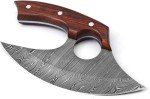 Damascus Steel Ulu Knife for Chopping and Boning