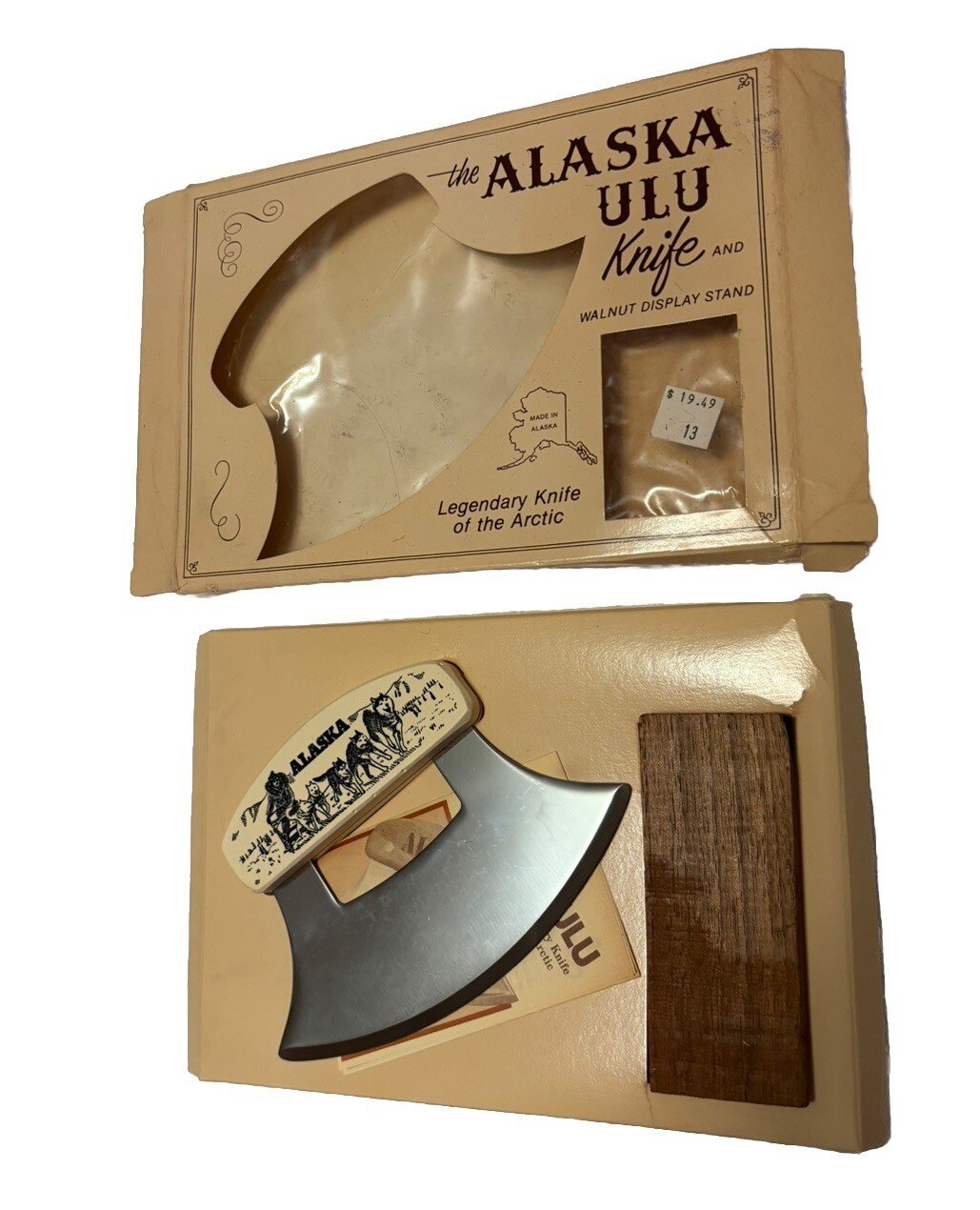 1993 Alaska Ulu Knife with Birch Wood Stand