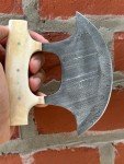 Damascus Steel Ulu Knife with Camel Bone Handle
