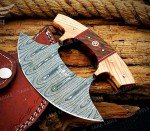 Custom Handmade Damascus Steel Ulu Chef Knife