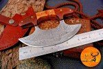 Custom Handmade Damascus Steel Ulu Chef Knife