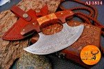 Custom Handmade Damascus Steel Ulu Chef Knife