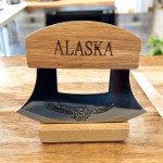 Alaska ULU Knife with Wood Handle and Stand