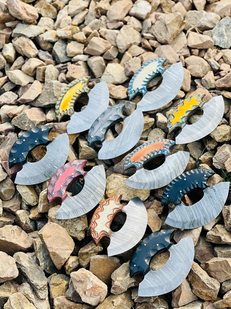 Set of 10 Handmade ULU Kitchen Knives