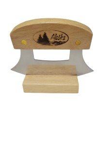 Alaska Ulu Knife with Oak Handle & Stainless Blade