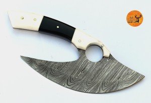 Custom Forged Damascus Steel Ulu Chef Knife