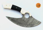 Custom Forged Damascus Steel Ulu Chef Knife