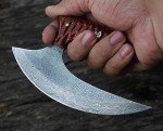 Damascus Steel Ulu Knife - T Grip Kitchen Tool
