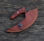 Damascus Steel Ulu Knife - T Grip Kitchen Tool