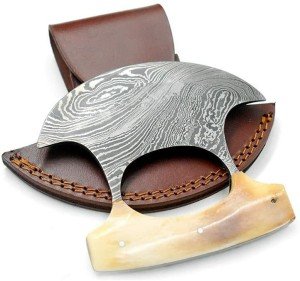 Wild Turkey Damascus Steel Ulu Chef Knife