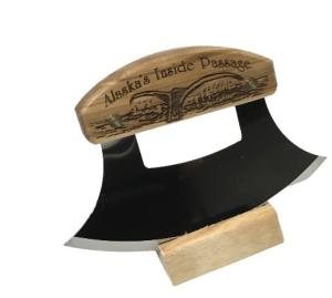 Alaska Birch Ulu Knife with Wood Stand