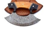 Damascus Steel ULU Knife with Sheath - 5.5" Blade