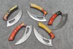 Custom Damascus Steel Skinning ULU Knife Set
