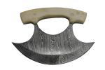 5.5" Damascus Steel Ulu Knife with Leather Sheath