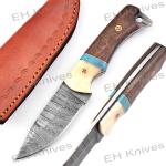 Handmade Damascus Steel Ulu Knife with Rosewood Handle
