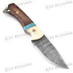 Handmade Damascus Steel Ulu Knife with Rosewood Handle