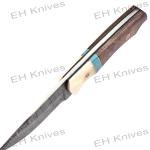 Handmade Damascus Steel Ulu Knife with Rosewood Handle