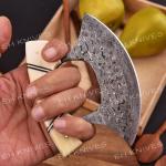 Damascus Steel Ulu Knife with Sheath
