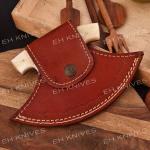Damascus Steel Ulu Knife with Sheath