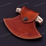 Damascus Ulu Knife with Sheath - Alaskan Style