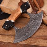 Damascus Steel Ulu Knife with Sheath