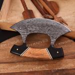 Damascus Steel Ulu Knife with Sheath