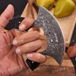 Damascus Steel Ulu Knife with Sheath