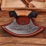 Damascus Steel Ulu Knife with Sheath