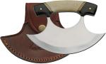 5.5" Ulu Knife with Bone Handle and Leather Sheath