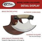 5.5" Ulu Knife with Bone Handle and Leather Sheath