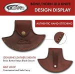 5.5" Ulu Knife with Bone Handle and Leather Sheath