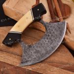 Damascus Steel Ulu Knife with Sheath