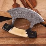 Damascus Steel Ulu Knife with Sheath