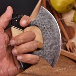 Damascus Steel Ulu Knife with Sheath