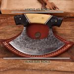 Damascus Steel Ulu Knife with Sheath