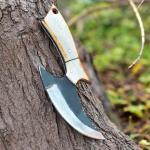 Damascus Steel Alaska Ulu Knife with Sheath
